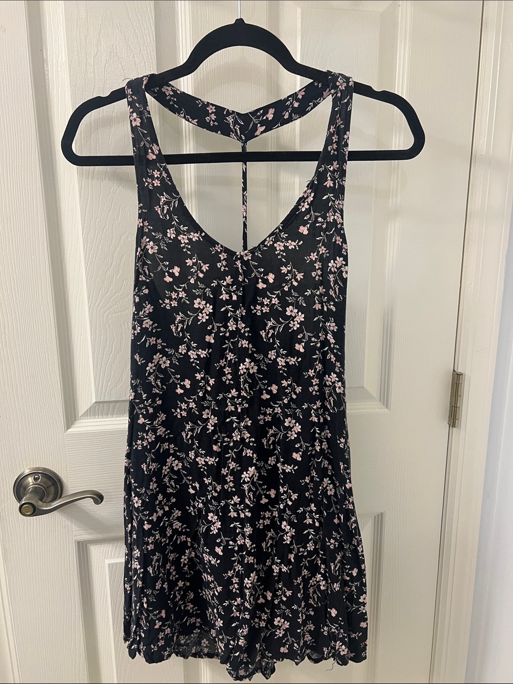 Forever 21 Black Floral Tank Dress with Pink Accent